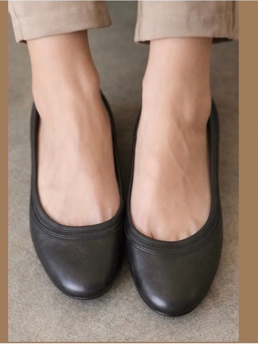 Frye Black Leather Ballet Flats Shoes 37 - Picture 11 of 12